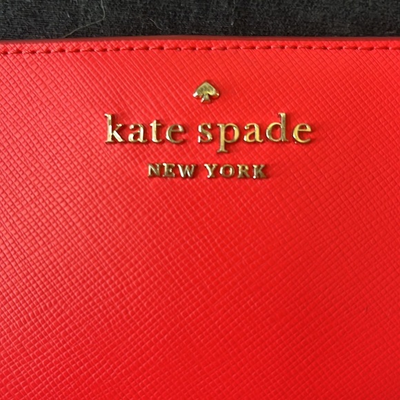 Kate Spade  NWT Long Wallet  Red/ Gold Accents ID Cards Coins  7”L x 3.5”h x 5/8 - Picture 2 of 9